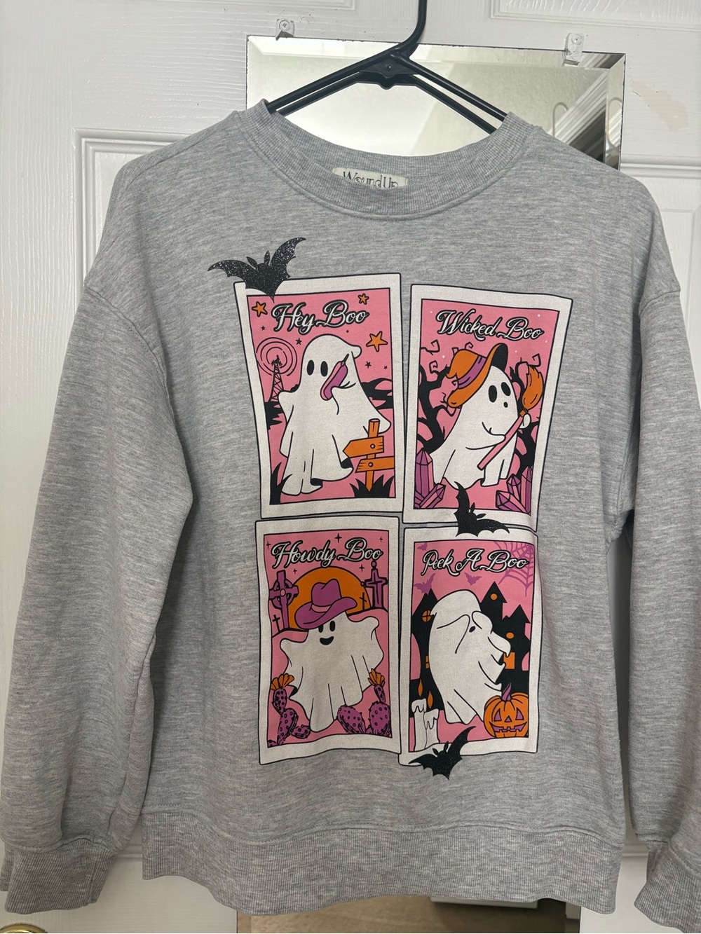 Grey Halloween Ghost Graphic Sweatshirt